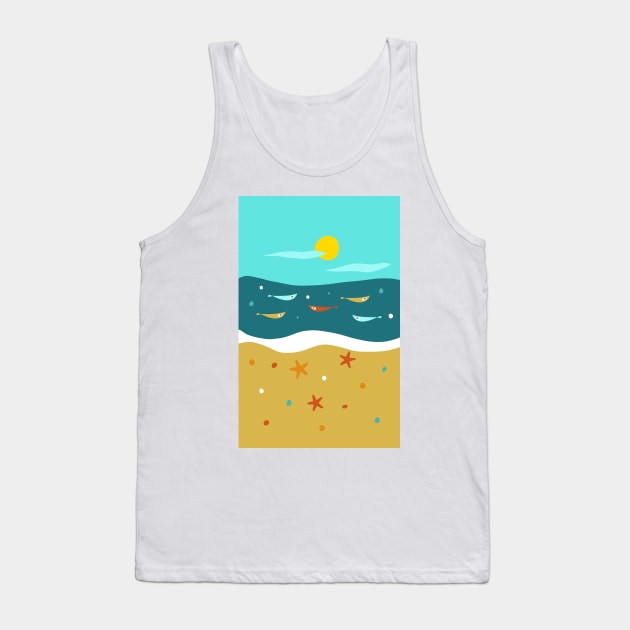 Atomic Age Mid Century Summer Beach II Tank Top by tramasdesign